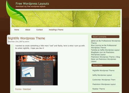 Livegreen in 100 Excellent Free WordPress Themes