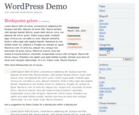 Minibits in 100 Excellent Free WordPress Themes