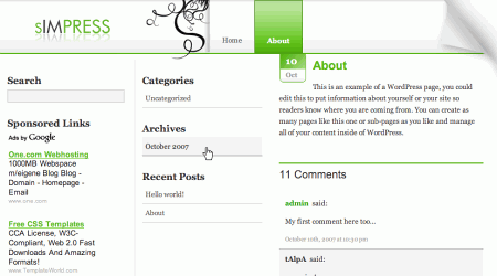 Simpress in 100 Excellent Free WordPress Themes