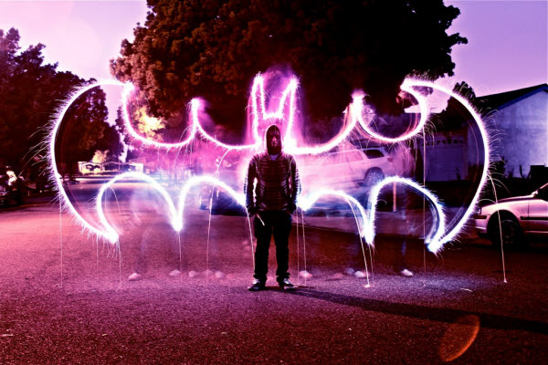 batman on fire collection d'images de light painting