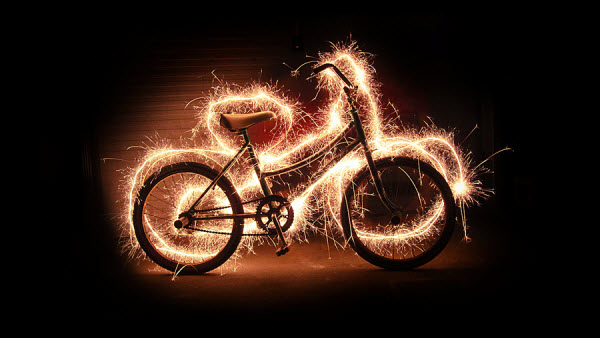 bike collection d'images de light painting