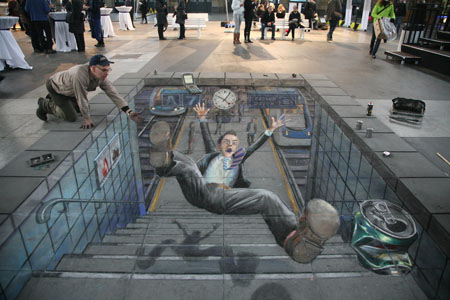 Un accident à la gare peinture de la rue 3D