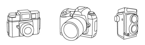 3 illustrations de caméras