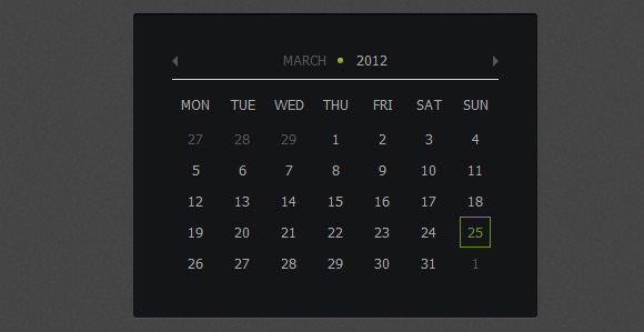 calendrier jquery css3